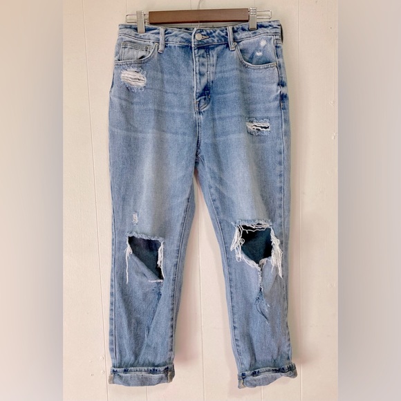 PacSun Distressed High Rise Ankle Crop Relaxed Cotton Mom Jeans 27 - Picture 1 of 11